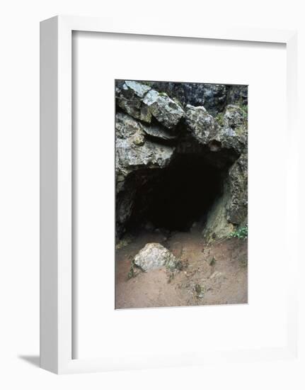 Aveline's hole, a paleolithic cave dwelling, 12000 BC. Artist: Unknown-Unknown-Framed Photographic Print