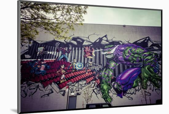 Avengers Super Heros Graffiti, Streetart, Wallpainting, Manhattan, New York, USA-Andrea Lang-Mounted Photographic Print