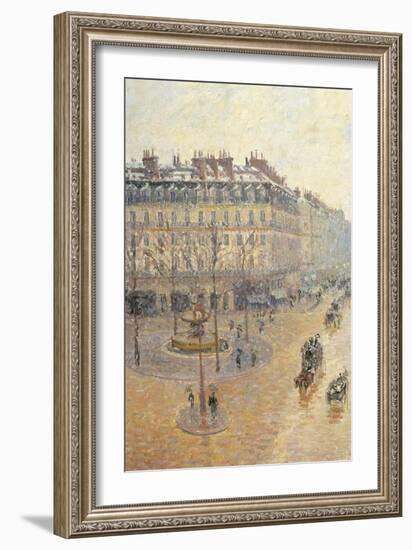 Avenue de L'Opera. Snow Effect. Morning-Camille Pissarro-Framed Art Print