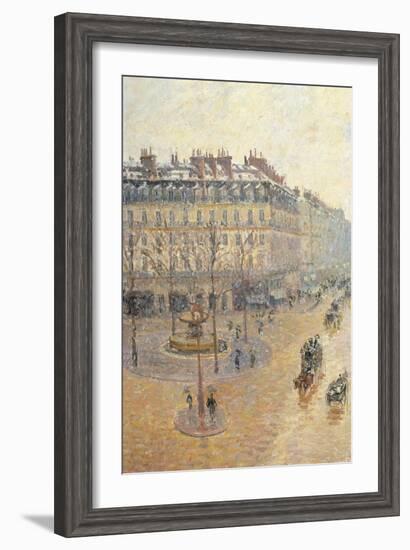 Avenue de L'Opera. Snow Effect. Morning-Camille Pissarro-Framed Art Print