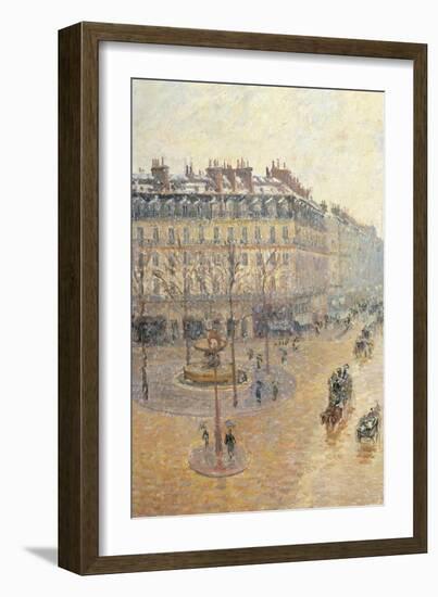 Avenue de L'Opera. Snow Effect. Morning-Camille Pissarro-Framed Art Print