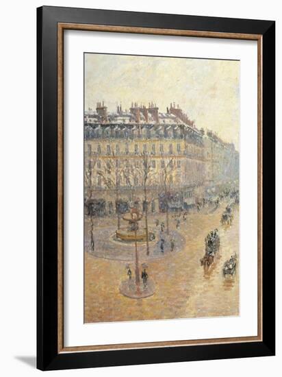 Avenue de L'Opera. Snow Effect. Morning-Camille Pissarro-Framed Art Print