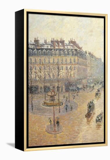 Avenue de L'Opera. Snow Effect. Morning-Camille Pissarro-Framed Stretched Canvas