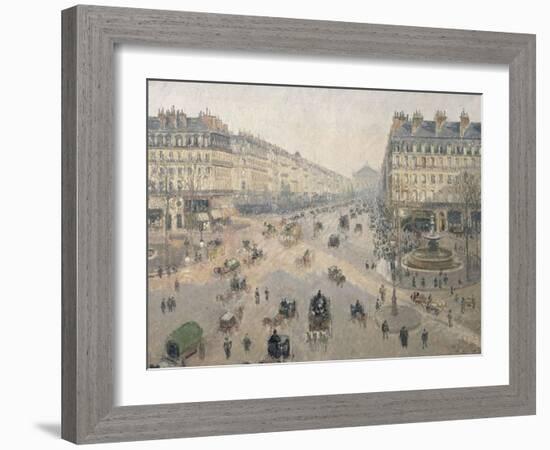 Avenue de l'Opéra, soleil, matinée d'hiver-Camille Pissarro-Framed Giclee Print