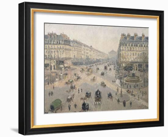 Avenue de l'Opéra, soleil, matinée d'hiver-Camille Pissarro-Framed Giclee Print