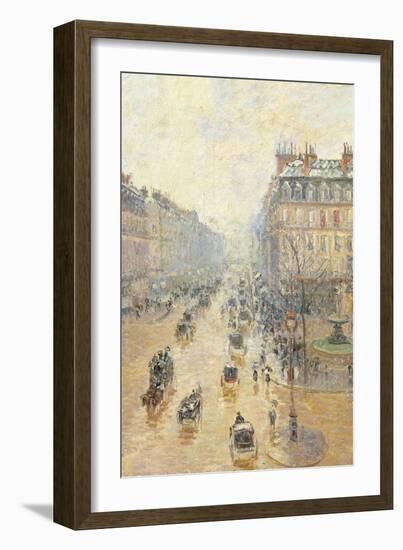 Avenue De LOpra. Snow Effect. Morning-Camille Pissarro-Framed Giclee Print