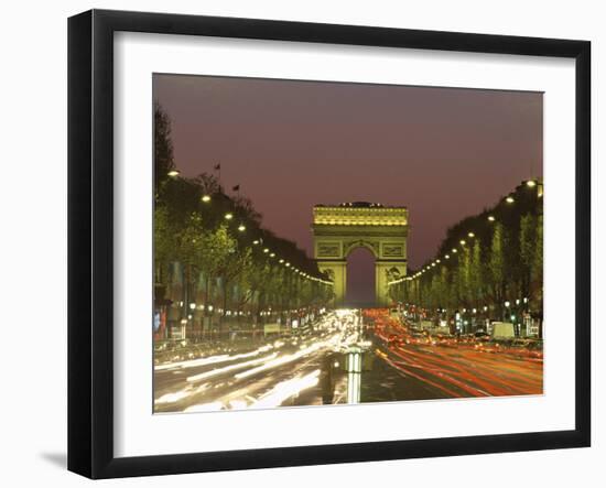 Avenue Des Champs Elysees and the Arc De Triomphe at Night, Paris, France, Europe-Neale Clarke-Framed Photographic Print