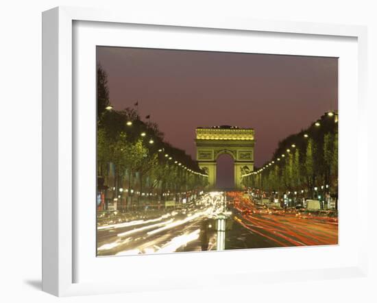 Avenue Des Champs Elysees and the Arc De Triomphe at Night, Paris, France, Europe-Neale Clarke-Framed Photographic Print