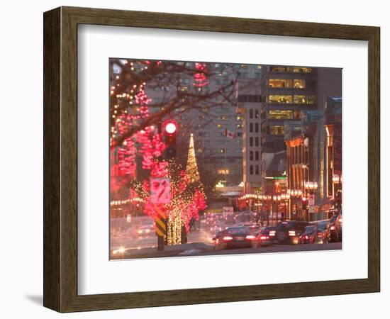 Avenue McGill College with Christmas Decor, Montreal, Quebec, Canada-Walter Bibikow-Framed Photographic Print