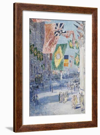 Avenue of the Allies: Brazil, Belgium, 1918-Frederick Childe Hassam-Framed Premium Giclee Print