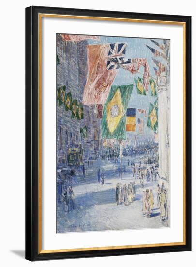 Avenue of the Allies: Brazil, Belgium, 1918-Frederick Childe Hassam-Framed Premium Giclee Print