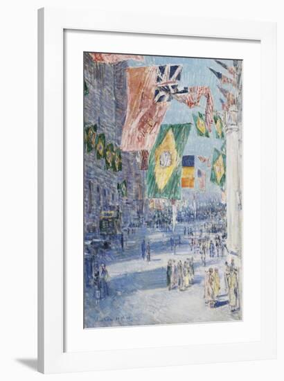 Avenue of the Allies: Brazil, Belgium, 1918-Frederick Childe Hassam-Framed Premium Giclee Print