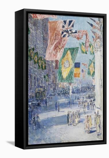 Avenue of the Allies: Brazil, Belgium, 1918-Childe Hassam-Framed Premier Image Canvas