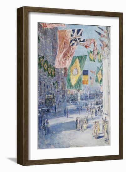 Avenue of the Allies: Brazil, Belgium, 1918-Childe Hassam-Framed Giclee Print