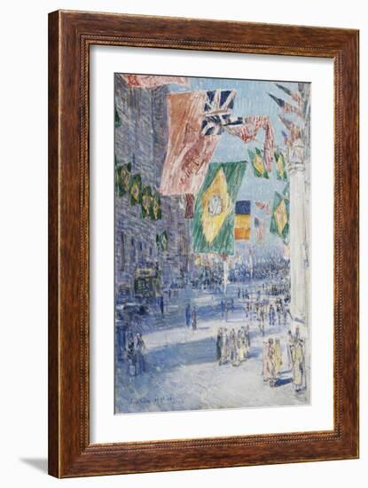 Avenue of the Allies: Brazil, Belgium, 1918-Childe Hassam-Framed Giclee Print