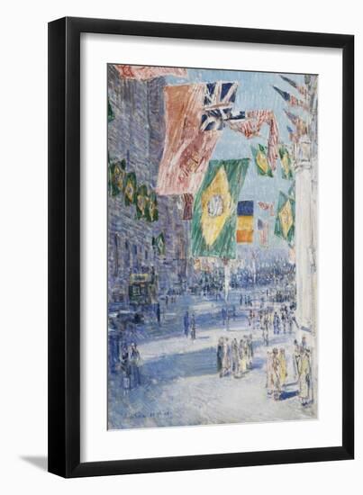 Avenue of the Allies: Brazil, Belgium, 1918-Childe Hassam-Framed Giclee Print