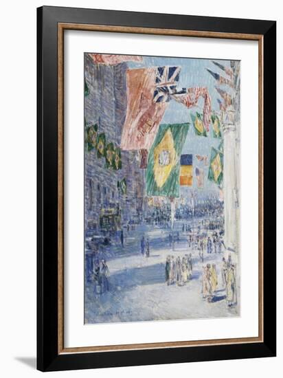 Avenue of the Allies: Brazil, Belgium, 1918-Childe Hassam-Framed Giclee Print