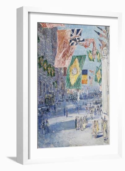 Avenue of the Allies: Brazil, Belgium, 1918-Childe Hassam-Framed Giclee Print