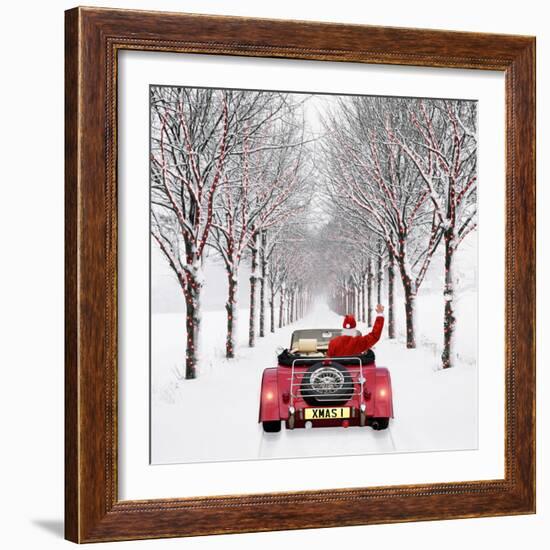 Avenue of Trees with Father Christmas Driving-Ake Lindau and John Daniels-Framed Photographic Print