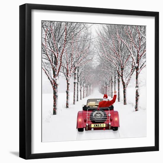 Avenue of Trees with Father Christmas Driving-Ake Lindau and John Daniels-Framed Photographic Print