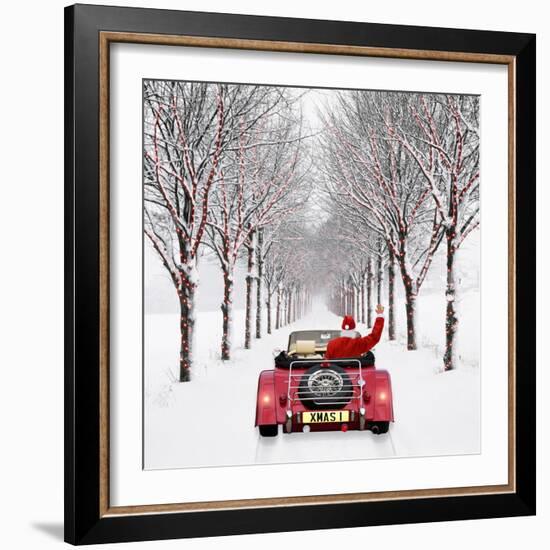 Avenue of Trees with Father Christmas Driving-Ake Lindau and John Daniels-Framed Photographic Print