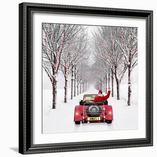 Avenue of Trees with Father Christmas Driving-Ake Lindau and John Daniels-Framed Photographic Print