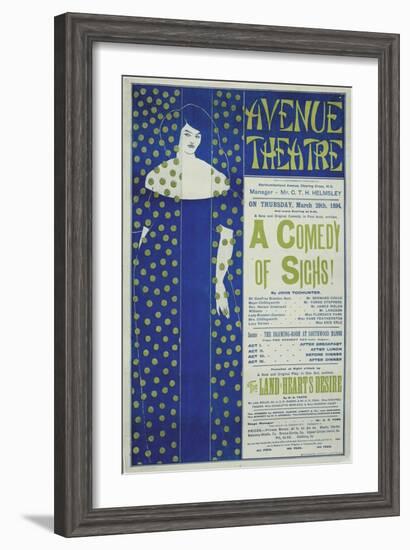 Avenue Theater, a Comedy of Sighs!, 1894-Aubrey Beardsley-Framed Giclee Print