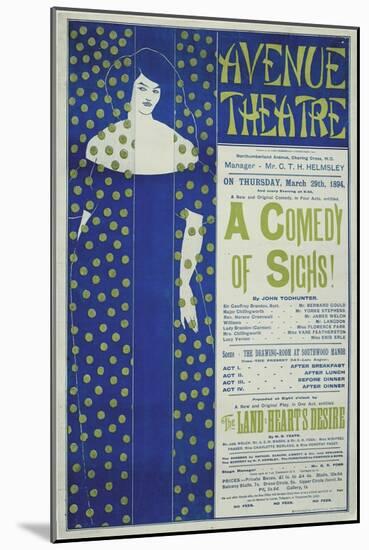 Avenue Theater, a Comedy of Sighs!, 1894-Aubrey Beardsley-Mounted Giclee Print