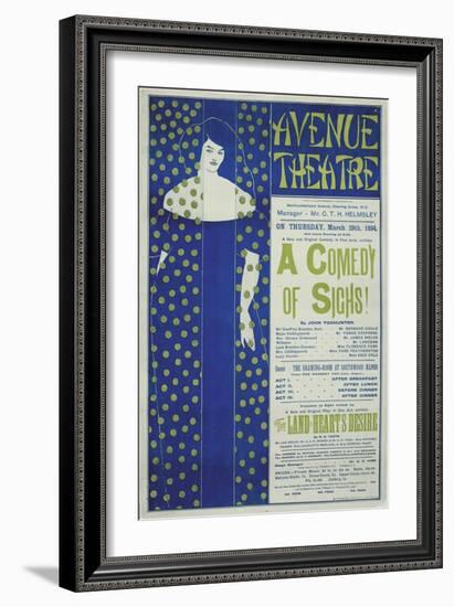 Avenue Theater, a Comedy of Sighs!, 1894-Aubrey Beardsley-Framed Giclee Print