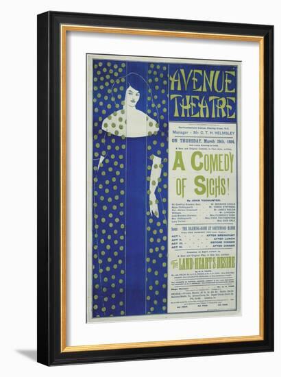 Avenue Theater, a Comedy of Sighs!, 1894-Aubrey Beardsley-Framed Giclee Print