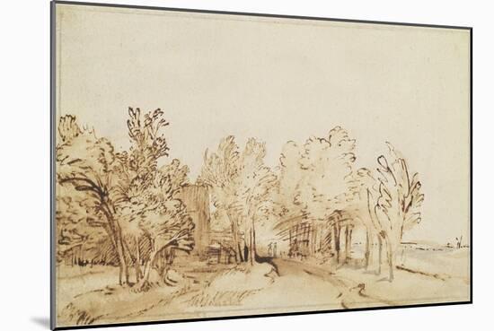 Avenue with a Footpath and a Farmhouse on the Left-Rembrandt van Rijn-Mounted Giclee Print