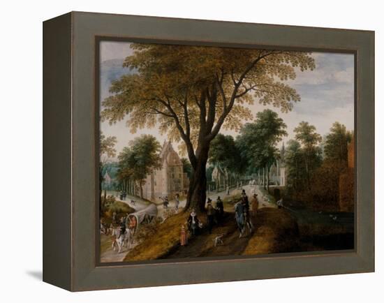 Avenue with an Elegant Horseman, 16Th-17Th Century (Oil on Panel)-Sebastian Vrancx-Framed Premier Image Canvas