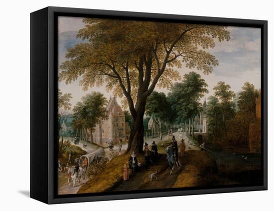 Avenue with an Elegant Horseman, 16Th-17Th Century (Oil on Panel)-Sebastian Vrancx-Framed Premier Image Canvas