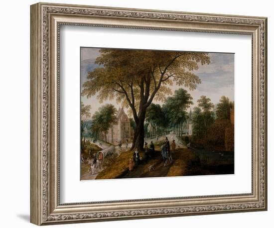 Avenue with an Elegant Horseman, 16Th-17Th Century (Oil on Panel)-Sebastian Vrancx-Framed Giclee Print