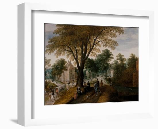 Avenue with an Elegant Horseman, 16Th-17Th Century (Oil on Panel)-Sebastian Vrancx-Framed Giclee Print