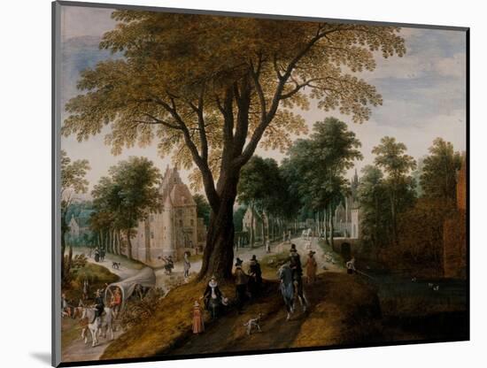 Avenue with an Elegant Horseman, 16Th-17Th Century (Oil on Panel)-Sebastian Vrancx-Mounted Giclee Print