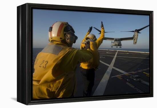 Aviation Boatswain's Mates Direct an MV-22 Osprey on the Flight Deck-null-Framed Premier Image Canvas