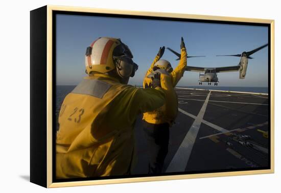 Aviation Boatswain's Mates Direct an MV-22 Osprey on the Flight Deck-null-Framed Premier Image Canvas