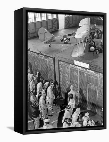 Aviation Cadets Check Flight Boards For Last Minute Instructions-Stocktrek Images-Framed Premier Image Canvas