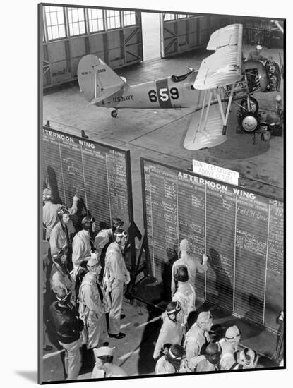 Aviation Cadets Check Flight Boards For Last Minute Instructions-Stocktrek Images-Mounted Photographic Print