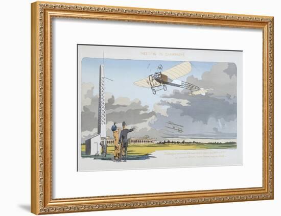 Aviation Meeting at Champagne, published by Mabileau, Paris, 1910-Marguerite Montaut-Framed Giclee Print