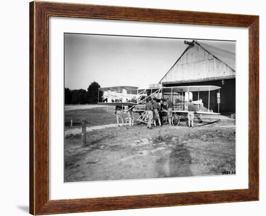 Aviation Pioneer Orville Wright Taking Off for 2nd Army Test in Wright Flyer-null-Framed Premium Photographic Print