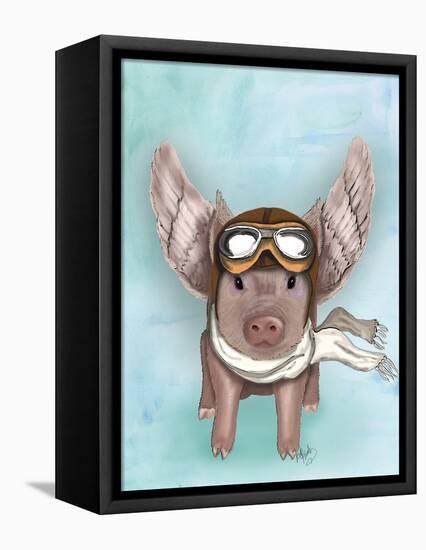 Aviator Piggy-Fab Funky-Framed Stretched Canvas