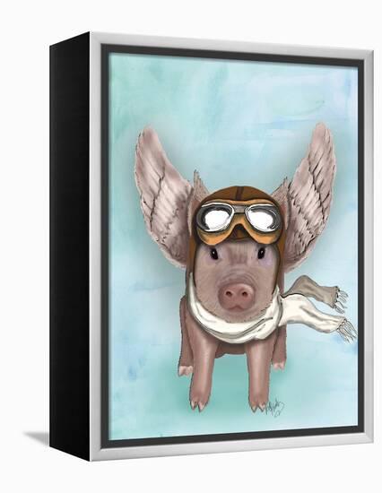 Aviator Piggy-Fab Funky-Framed Stretched Canvas