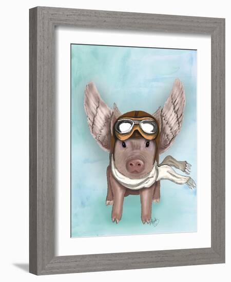 Aviator Piggy-Fab Funky-Framed Art Print