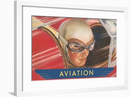 Aviatrix in Goggles-null-Framed Art Print