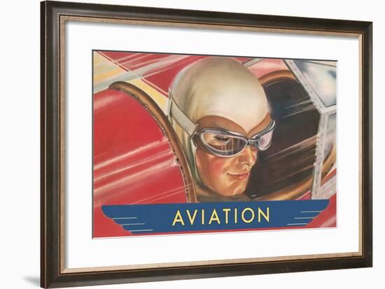 Aviatrix in Goggles-null-Framed Art Print