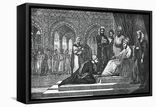 Avicenna (980-1037) Kneeling Down Himself in Front of Governor of Isfahan, 19th Century-null-Framed Premier Image Canvas