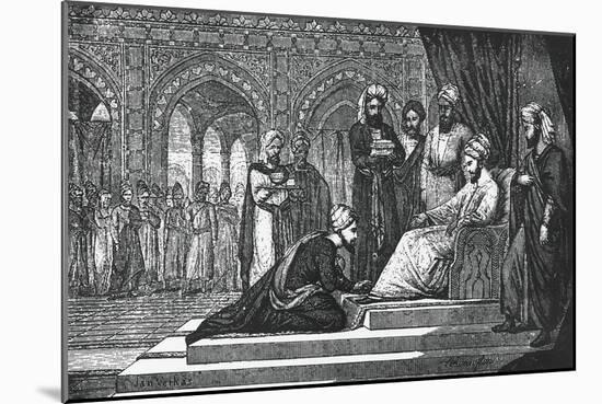 Avicenna (980-1037) Kneeling Down Himself in Front of Governor of Isfahan, 19th Century-null-Mounted Giclee Print