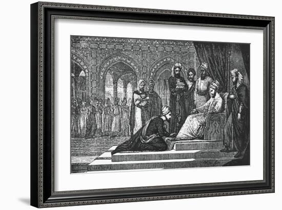 Avicenna (980-1037) Kneeling Down Himself in Front of Governor of Isfahan, 19th Century-null-Framed Giclee Print